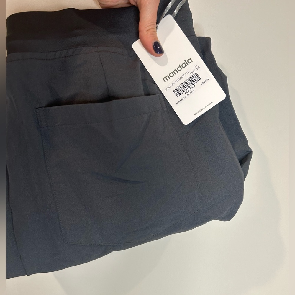 High Waist Jogger Mandala Scrub Pants Pewter
